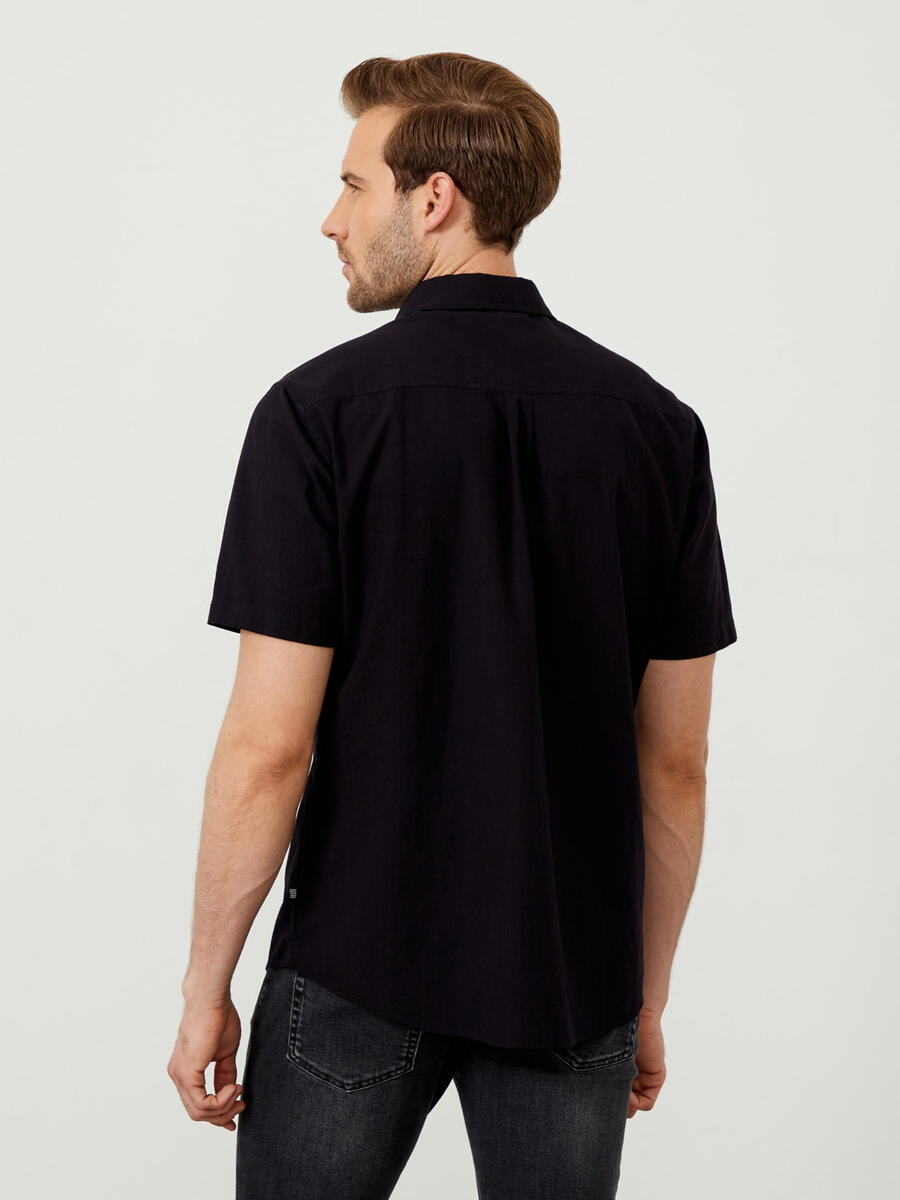 Siyah Oversize Pamuklu Basic Gömlek - 4