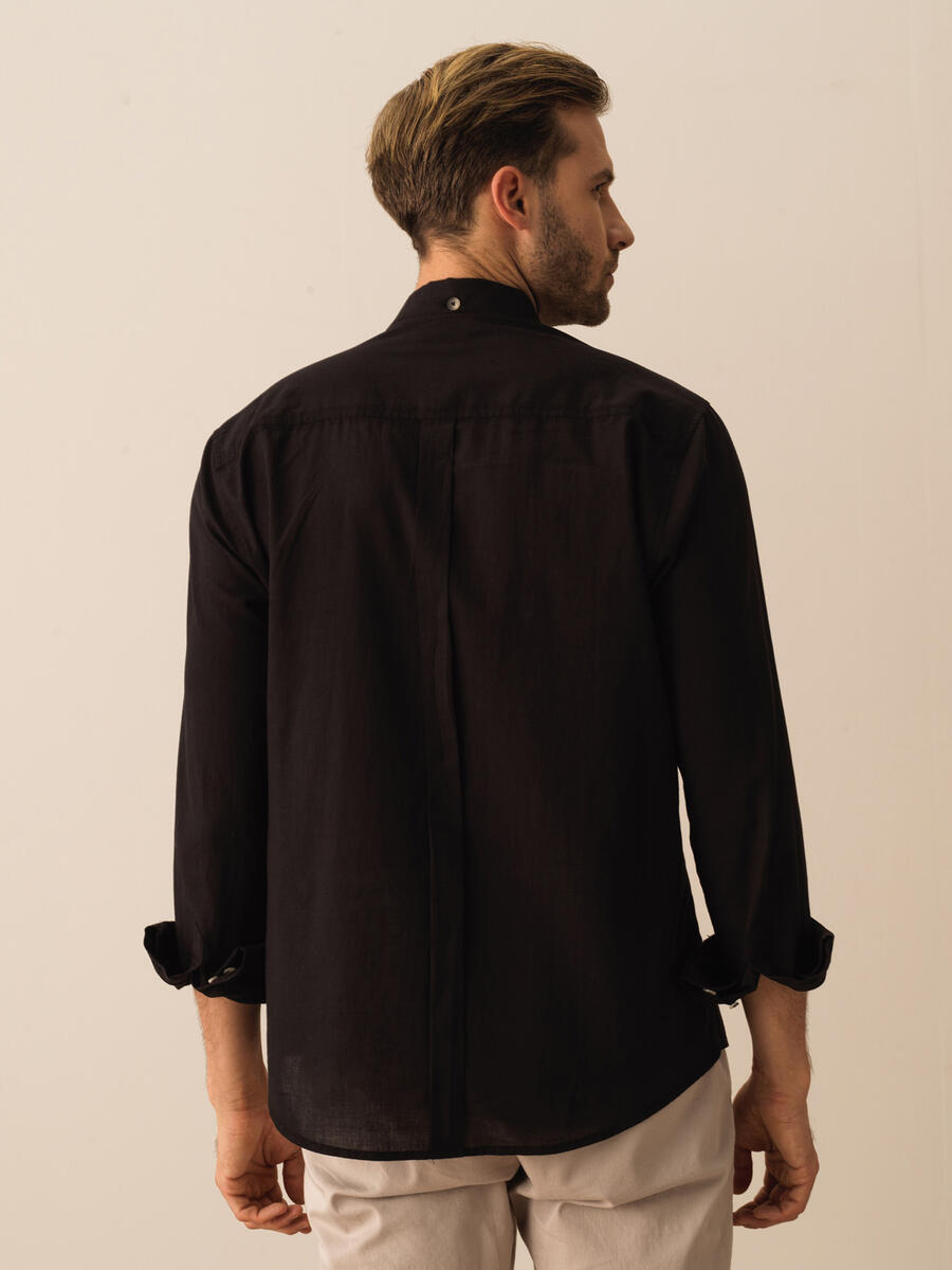 Siyah Regular Fit Pamuklu Basic Gömlek - 3