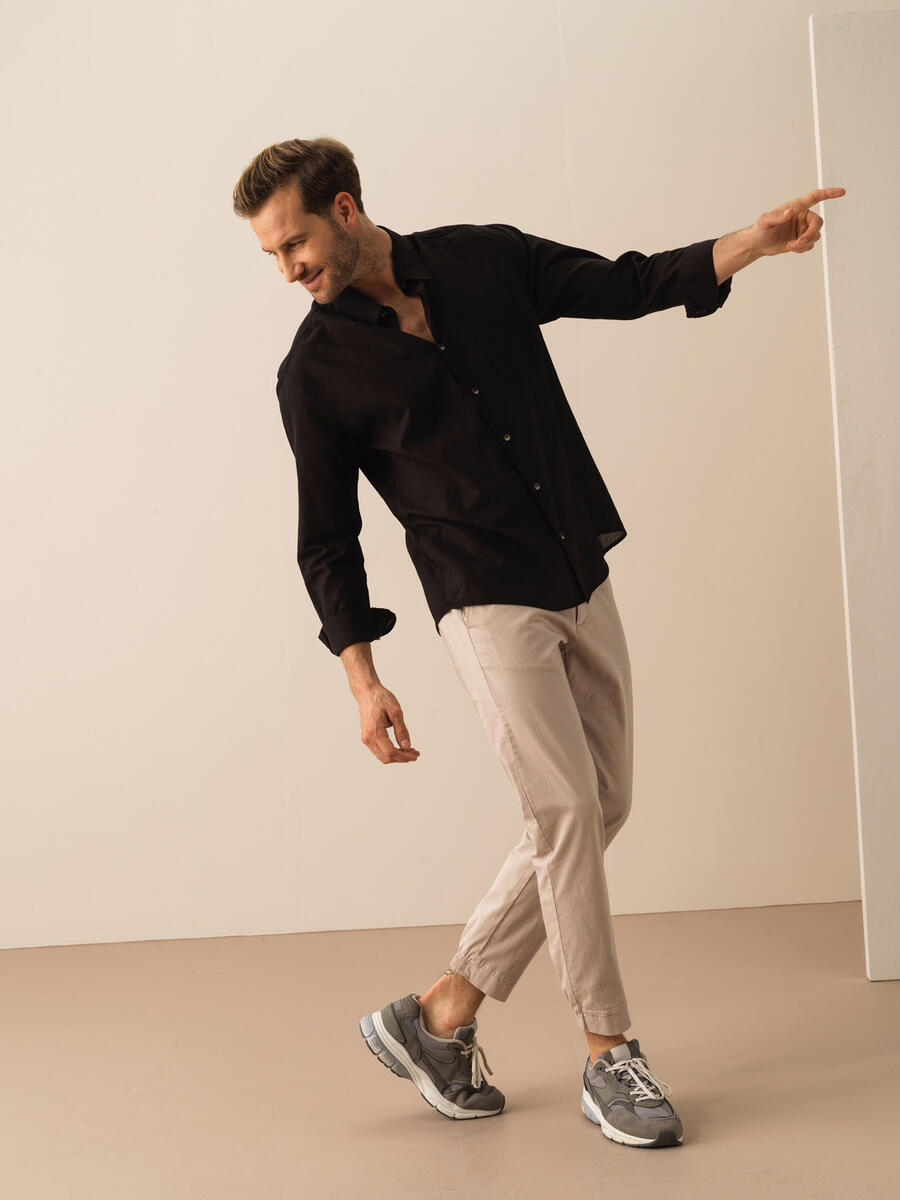Siyah Regular Fit Pamuklu Basic Gömlek - 2
