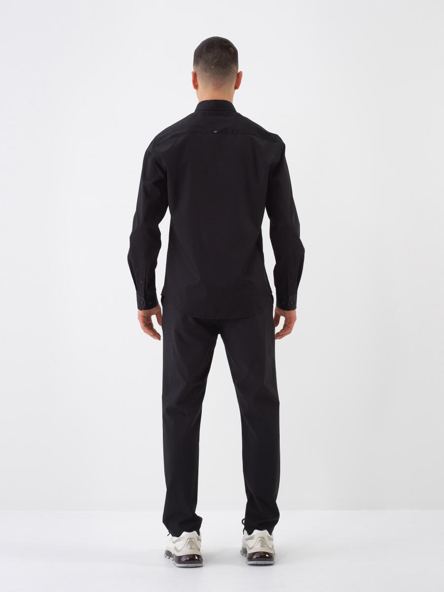 Siyah Regular Fit Pamuklu Gömlek - 5