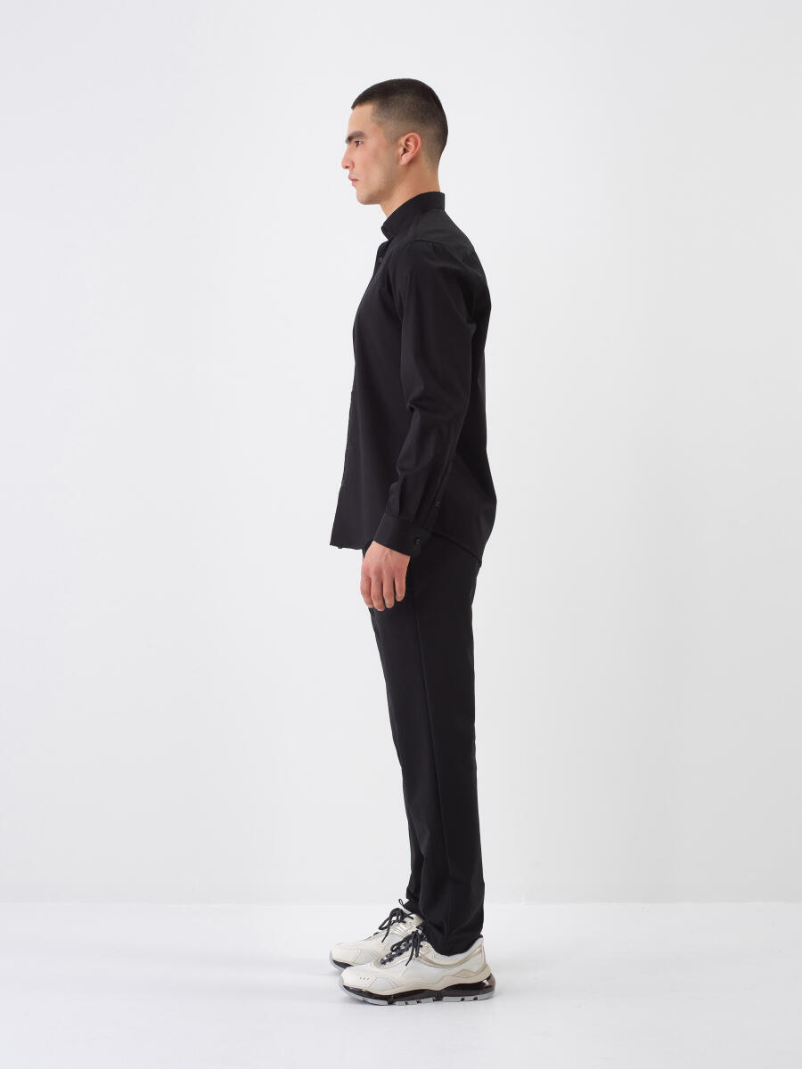 Siyah Regular Fit Pamuklu Gömlek - 3
