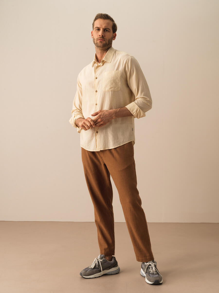 Taş Rengi Regular Fit Pamuklu Gömlek - 2