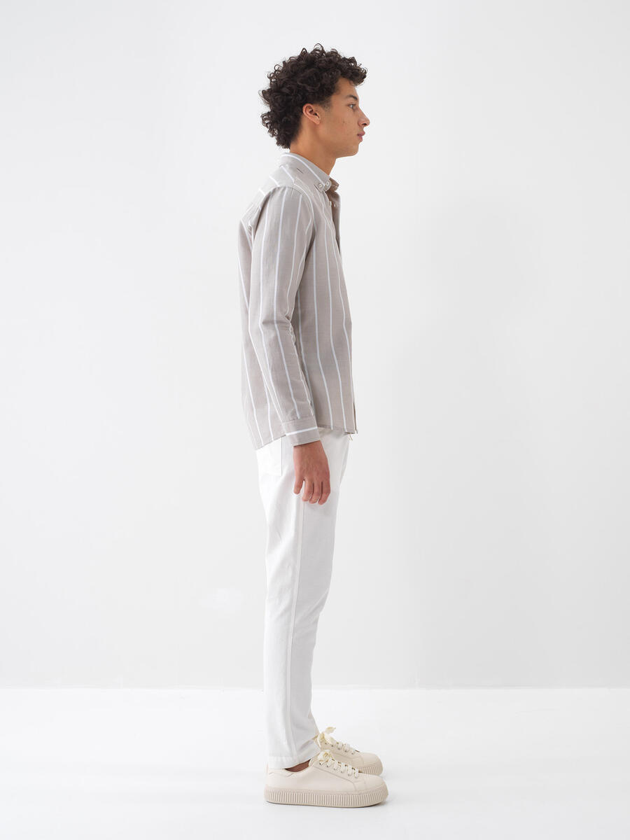Taş Rengi Regular Fit Pamuklu Gömlek - 3