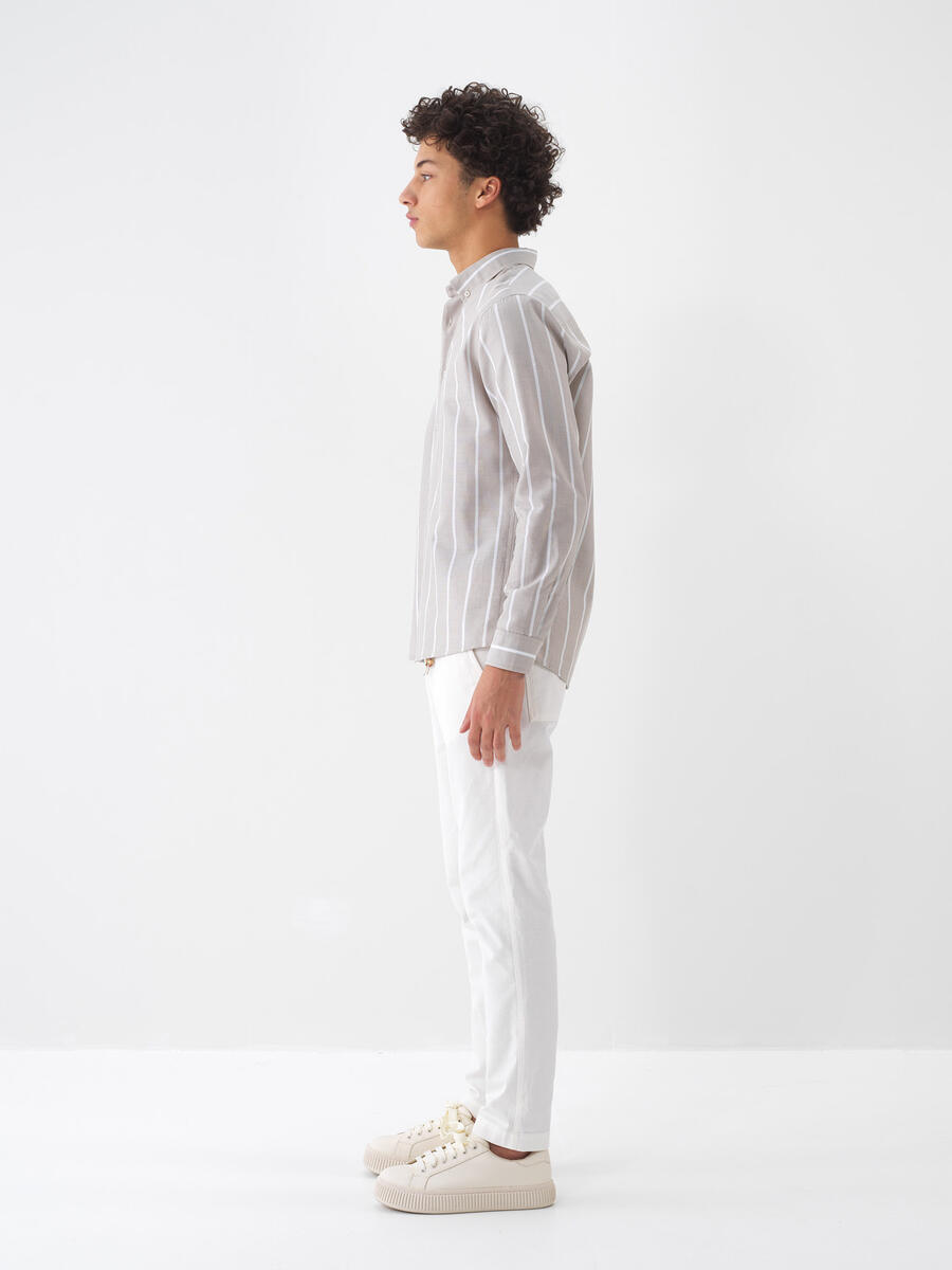 Taş Rengi Regular Fit Pamuklu Gömlek - 4