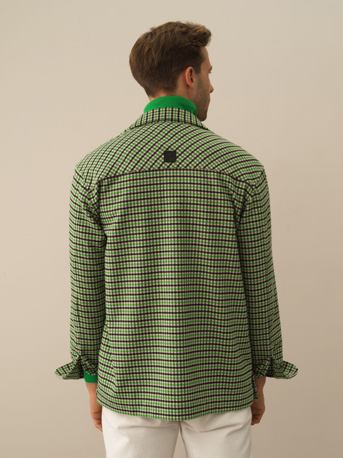 Yeşil Esnek Dokulu Slim Fit Gömlek - Xint