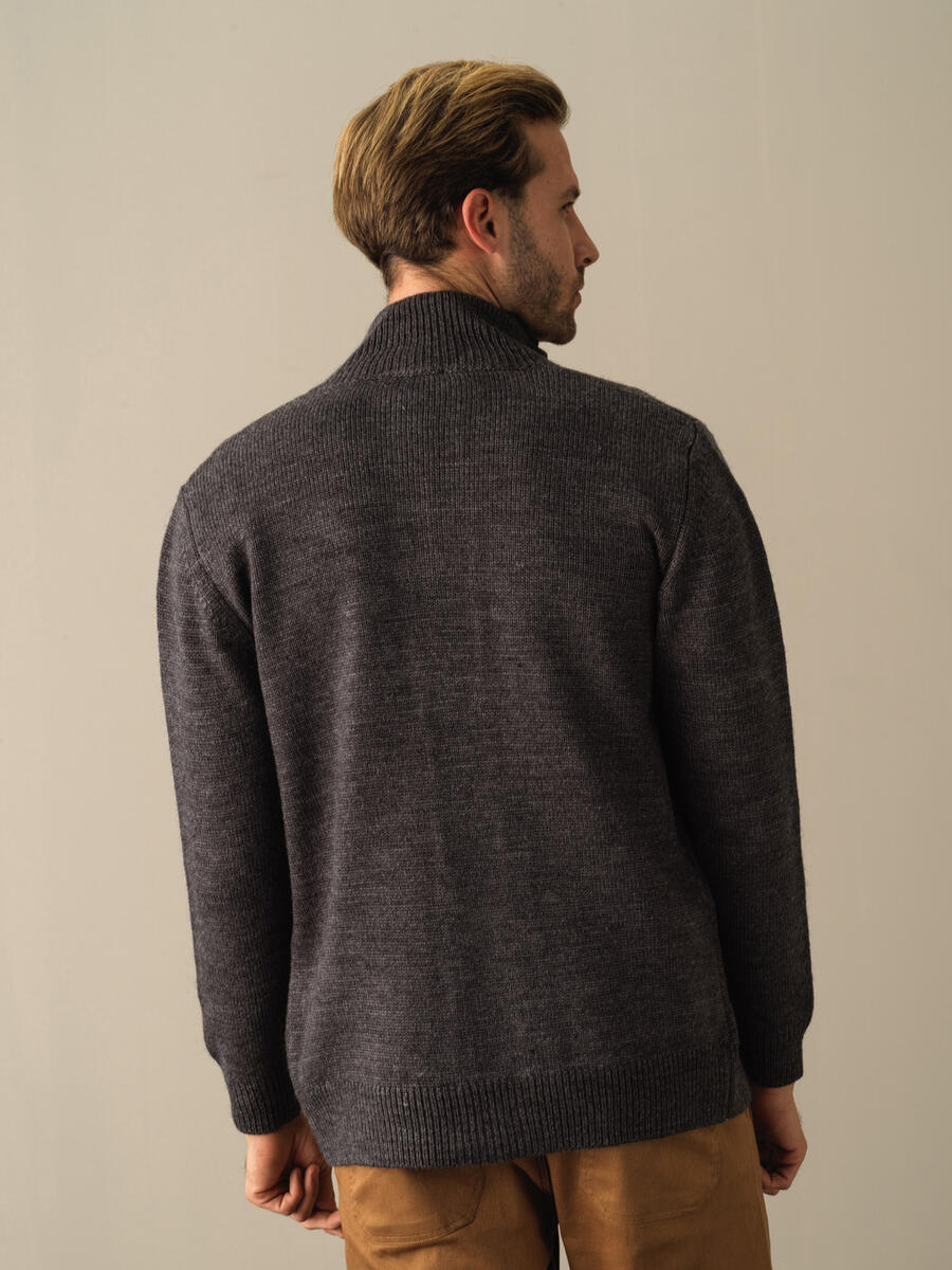 Antrasit Yumuşak Dokulu Düğmeli Cep DetaylıHırka - 5