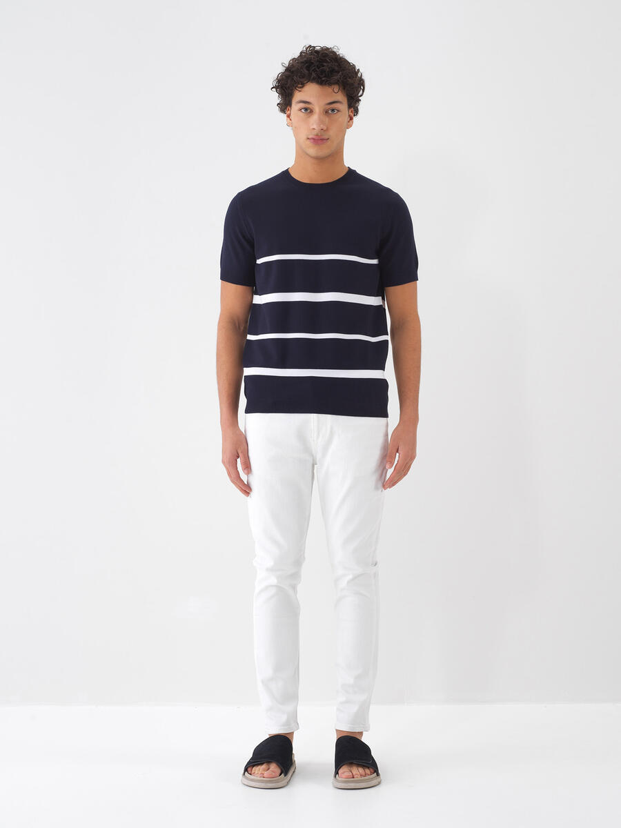 Beyaz Slim Fit Pamuklu Denim Jeans Pantolon