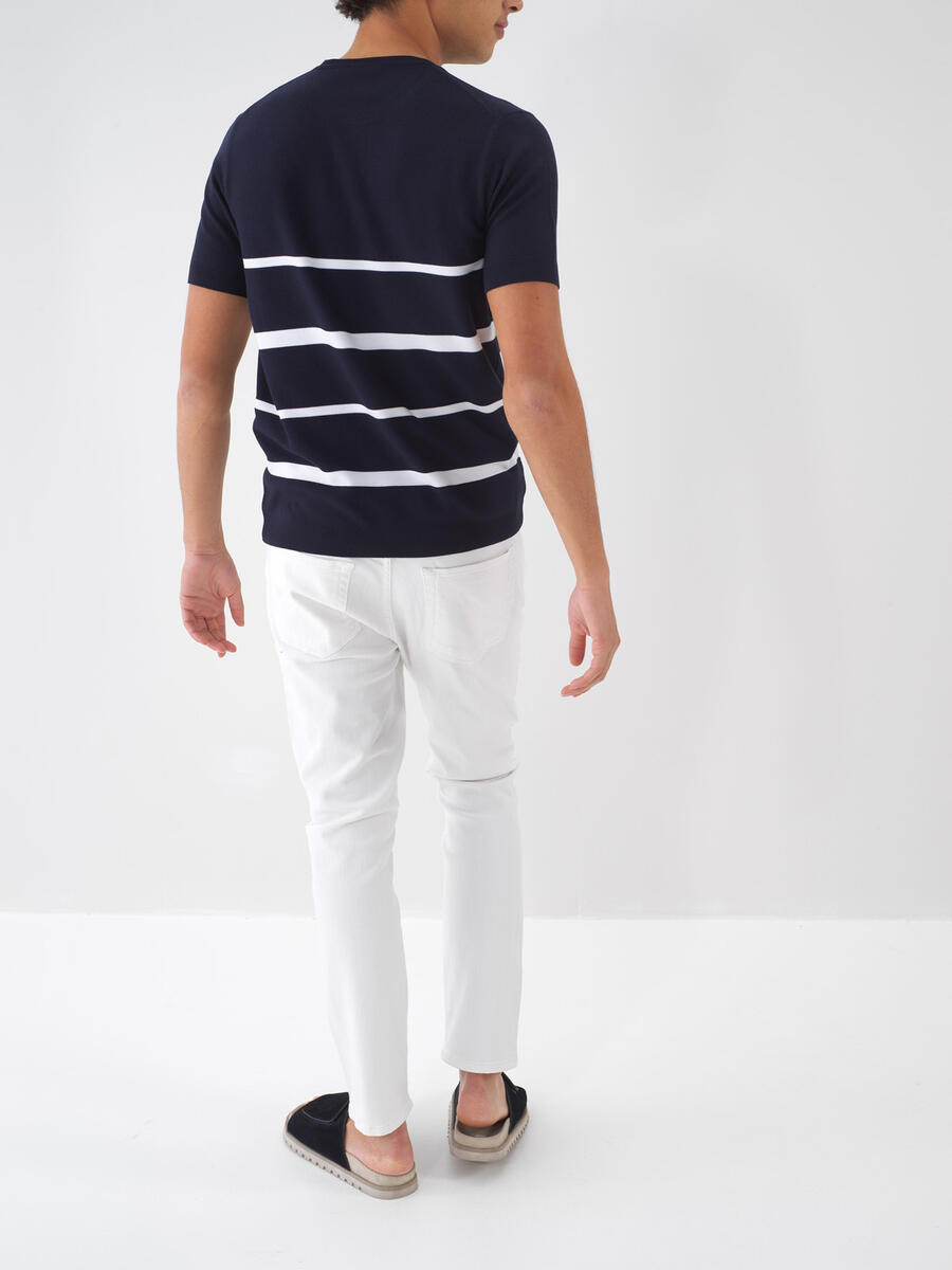 Beyaz Slim Fit Pamuklu Denim Jeans Pantolon - 4