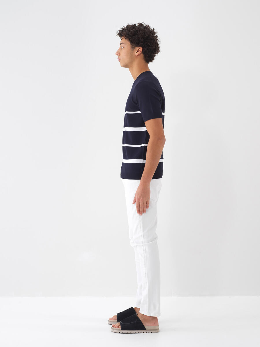 Beyaz Slim Fit Pamuklu Denim Jeans Pantolon - 3