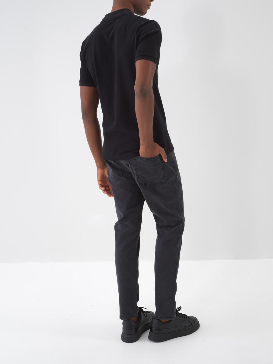 Siyah Slim Fit Pamuklu Basic Denim Jeans Pantolon - 4