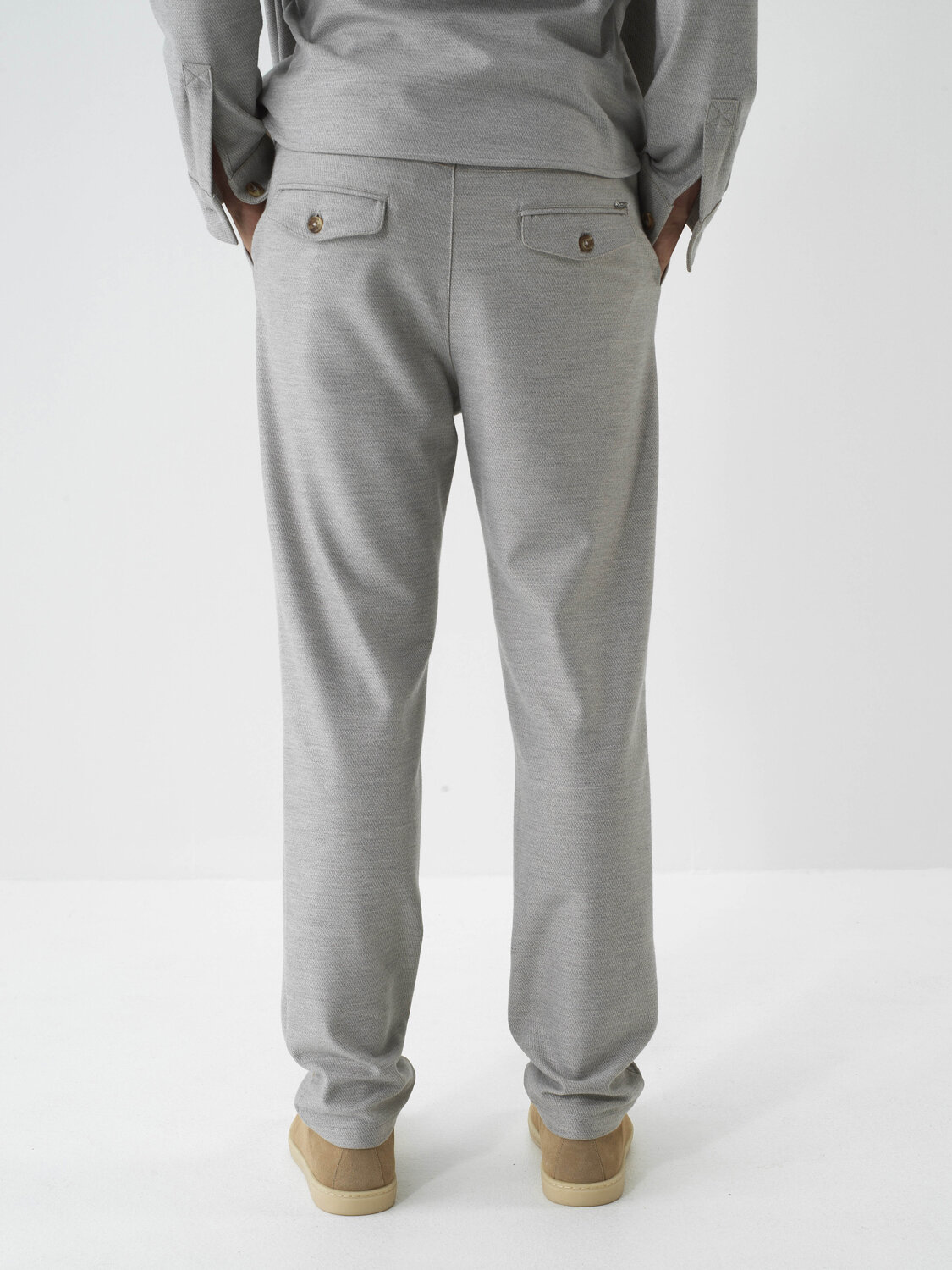 Bej Esnek Dokulu Regular Fit Jogger Pantolon - Xint