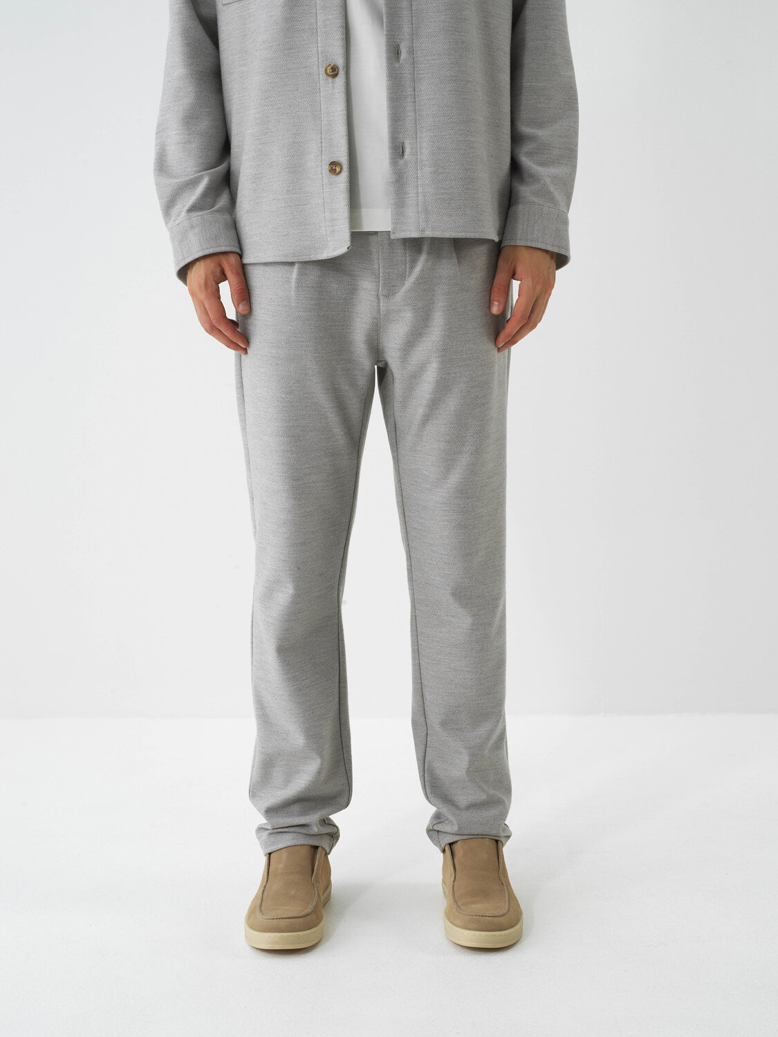 Bej Esnek Dokulu Regular Fit Jogger Pantolon - Xint