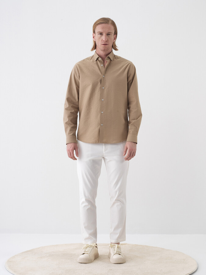 Beyaz Slim Fit Pamuklu Jogger Pantolon - Xint