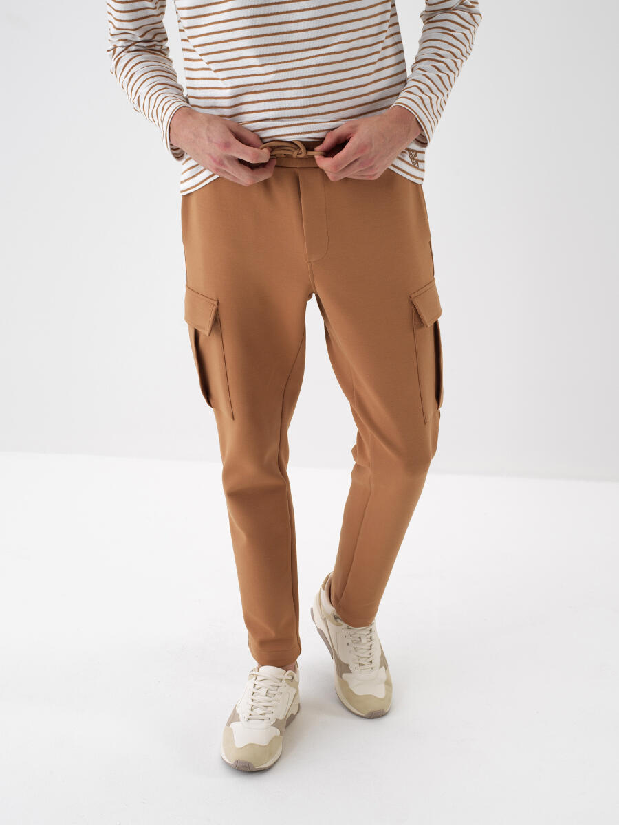 Camel Pamuk Dokulu Regular Fit Jogger Pantolon