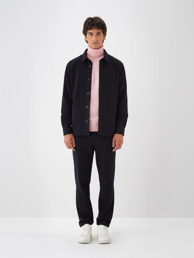 Lacivert Pamuk Dokulu Regular Fit Jogger Pantolon - Xint