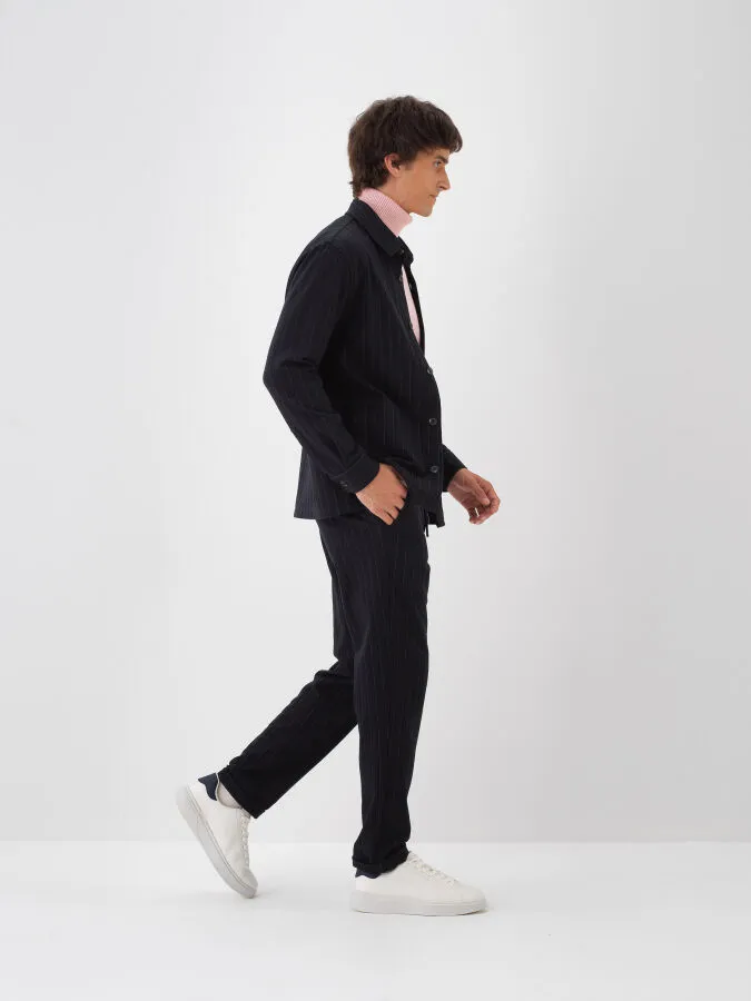 Lacivert Pamuk Dokulu Regular Fit Jogger Pantolon - Xint