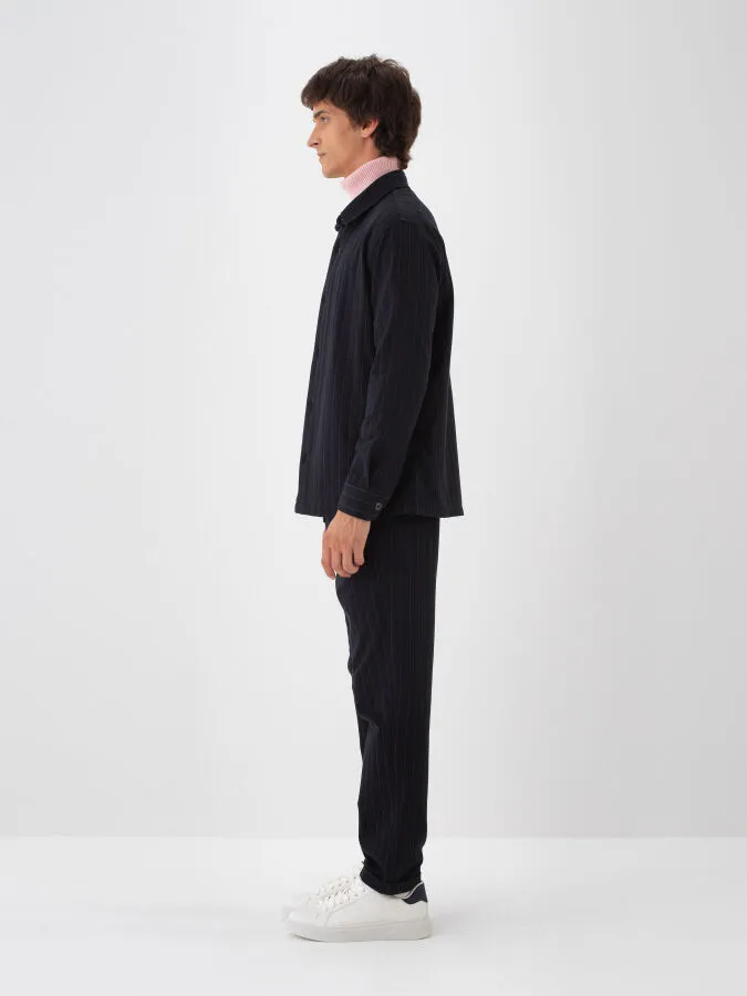 Lacivert Pamuk Dokulu Regular Fit Jogger Pantolon - Xint