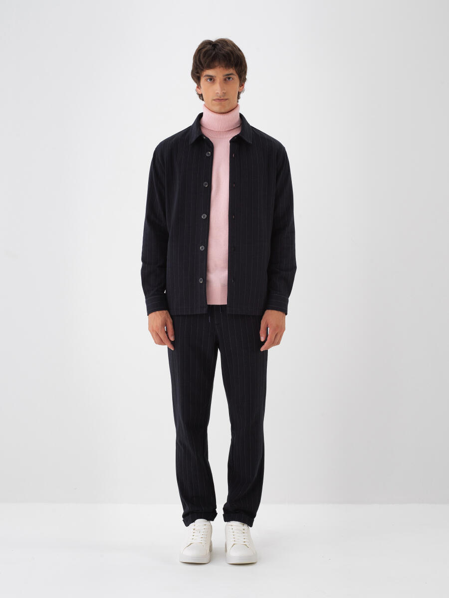 Lacivert Pamuk Dokulu Regular Fit Jogger Pantolon