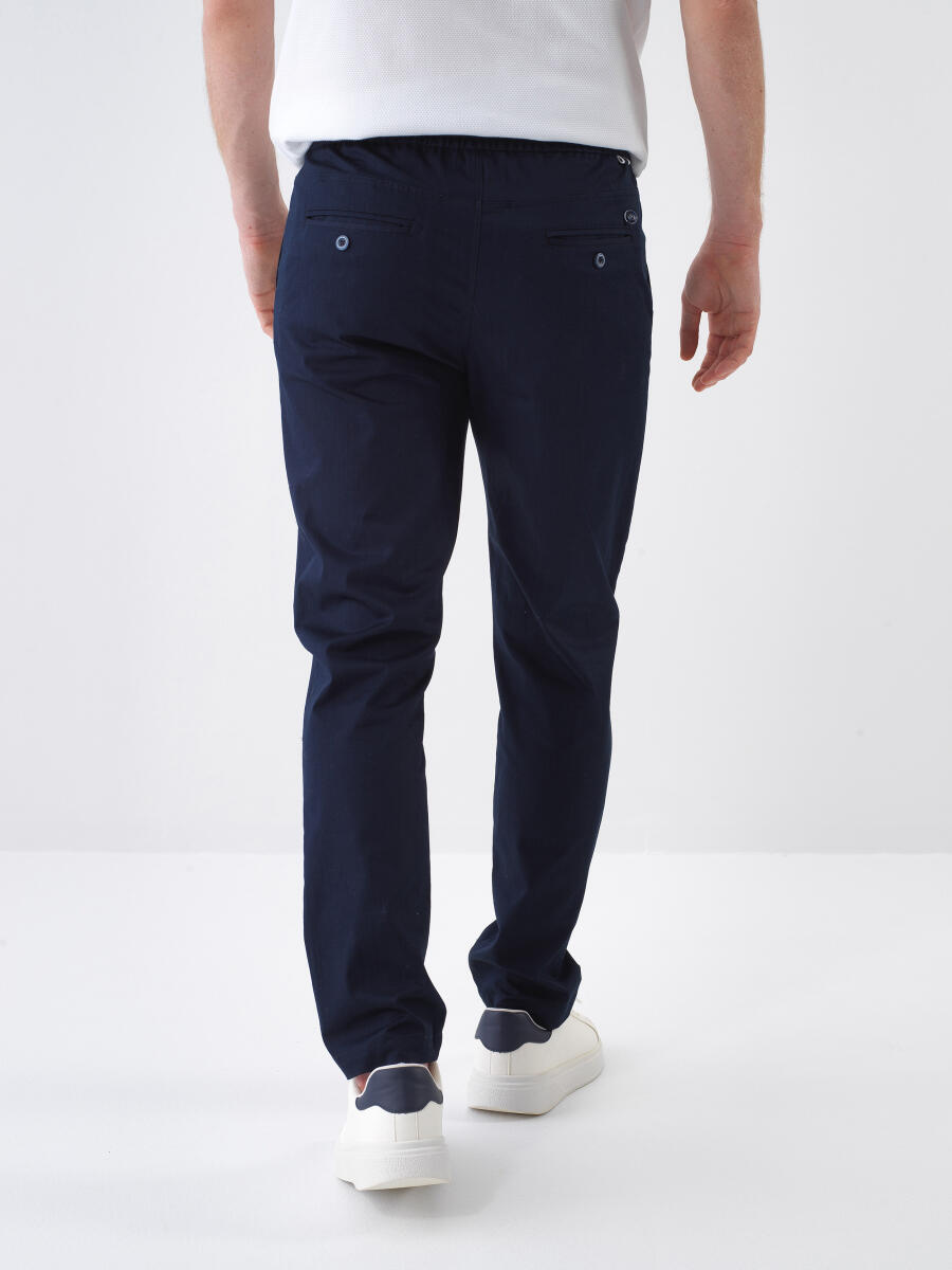 Lacivert Slim Fit Pamuklu Jogger Pantolon - 4