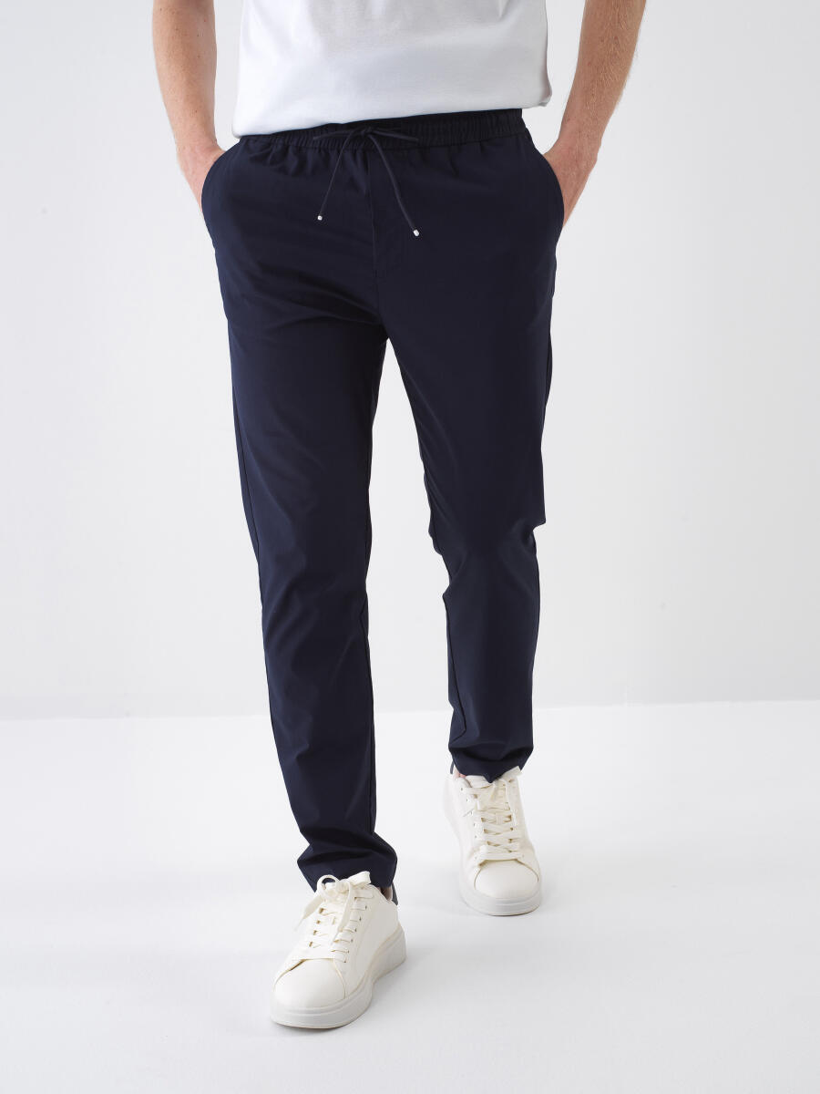 Lacivert Slim Fit Pamuklu Jogger Pantolon