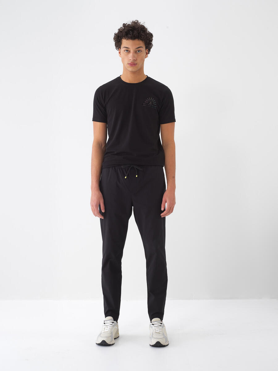 Siyah Regular Fit Pamuklu Jogger Pantolon