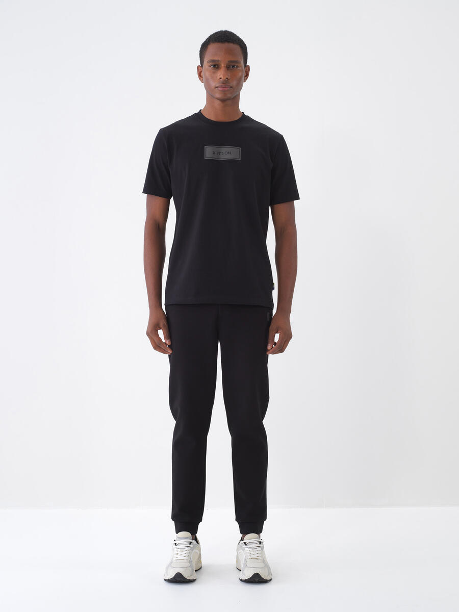 Siyah Regular Fit Pamuklu Jogger Pantolon - 2