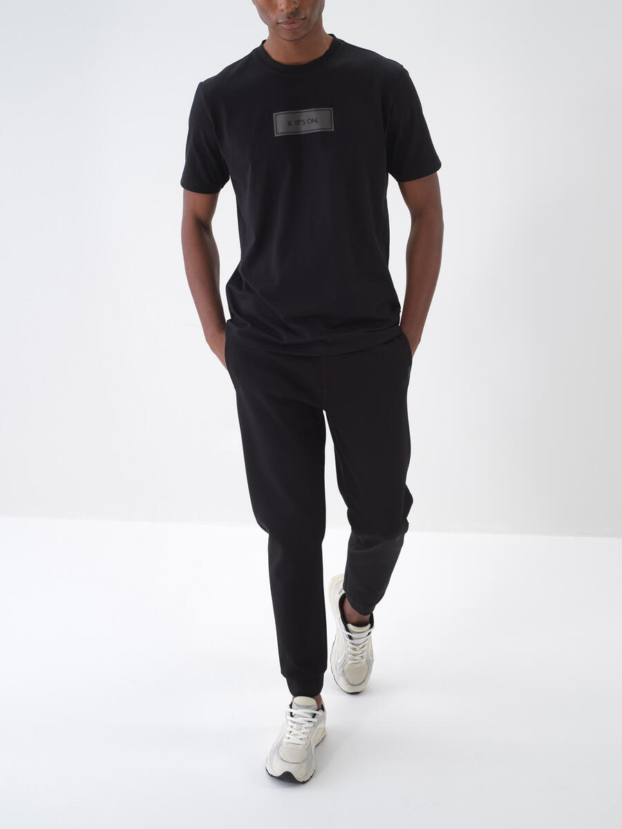 Siyah Regular Fit Pamuklu Jogger Pantolon