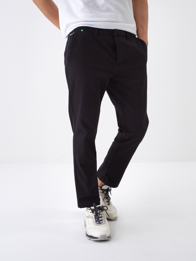 Siyah Slim Fit Pamuklu Jogger Pantolon - Xint