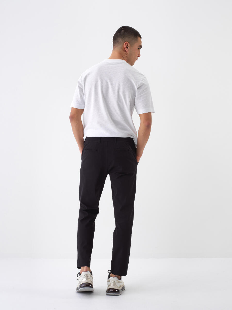 Siyah Slim Fit Pamuklu Jogger Pantolon - 5