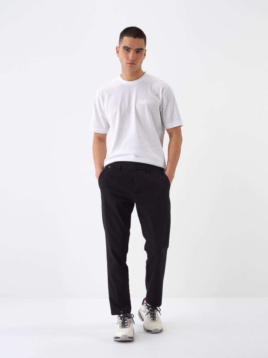 Siyah Slim Fit Pamuklu Jogger Pantolon - 2