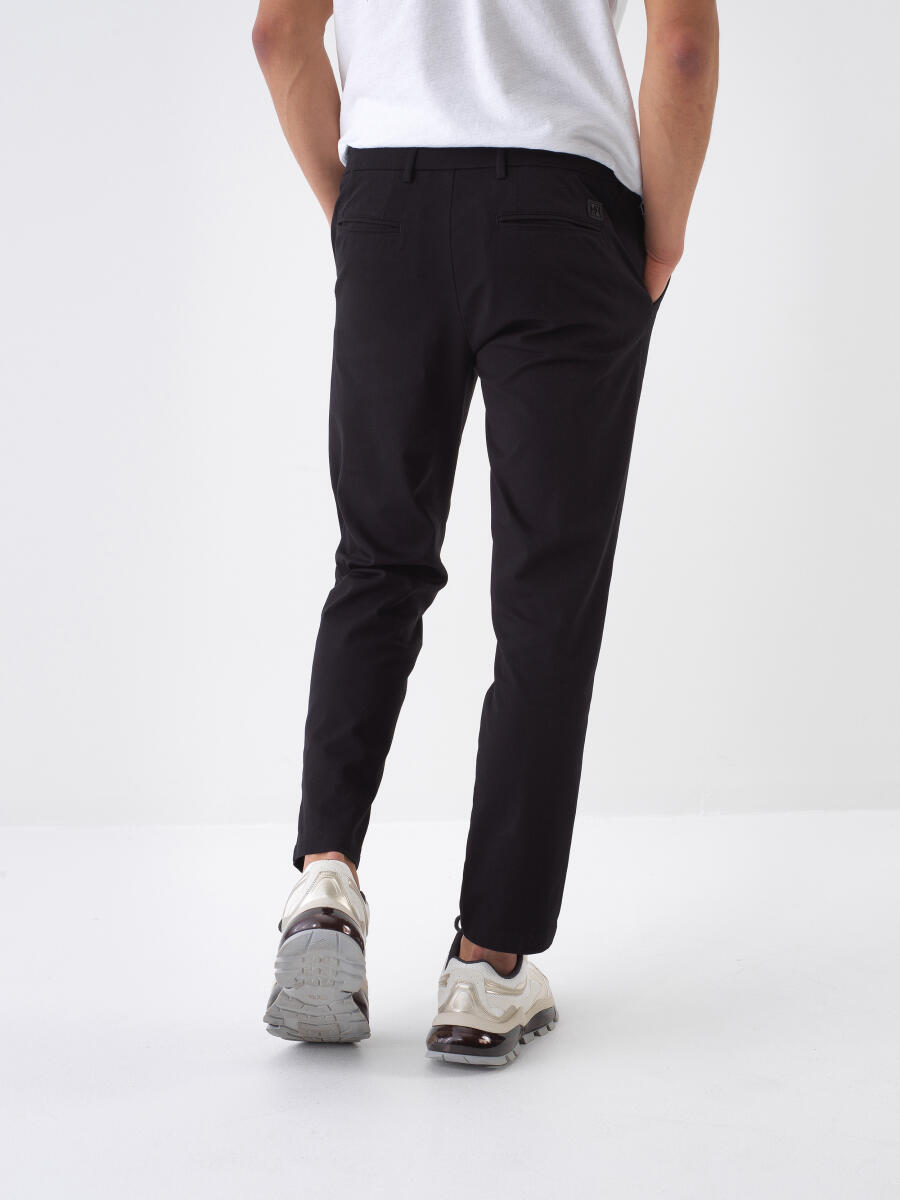 Siyah Slim Fit Pamuklu Jogger Pantolon - 4