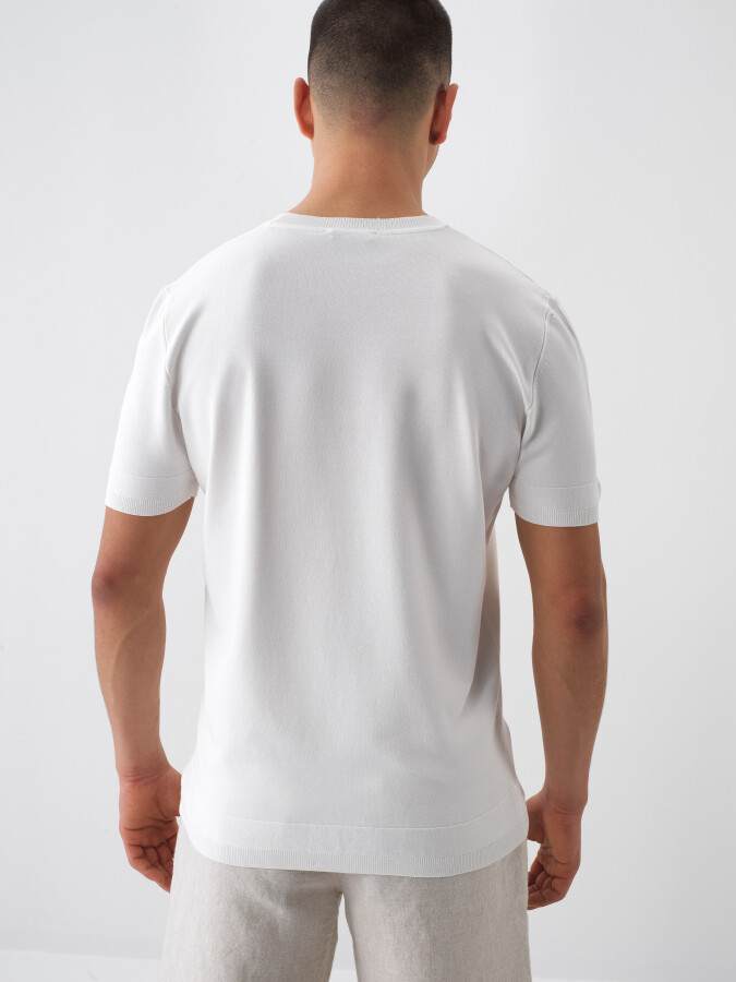 Beyaz Regular Fit Basic Kazak - Xint