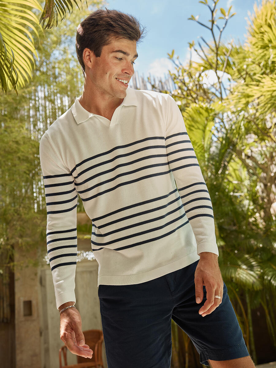 Beyaz Regular Fit Pamuklu Polo Yaka Kazak - 3