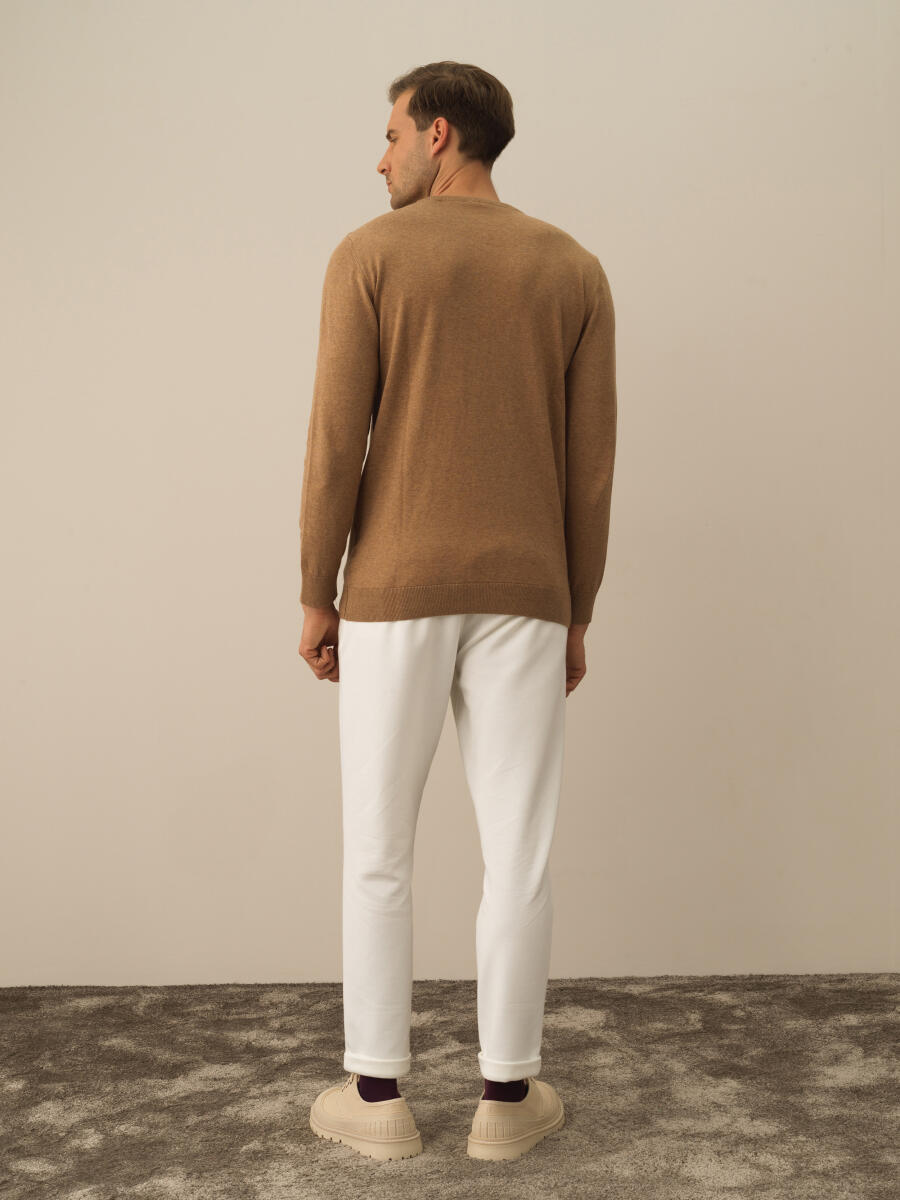 Camel Dokulu Pamuk Dokulu Regular Fit Kazak - 4