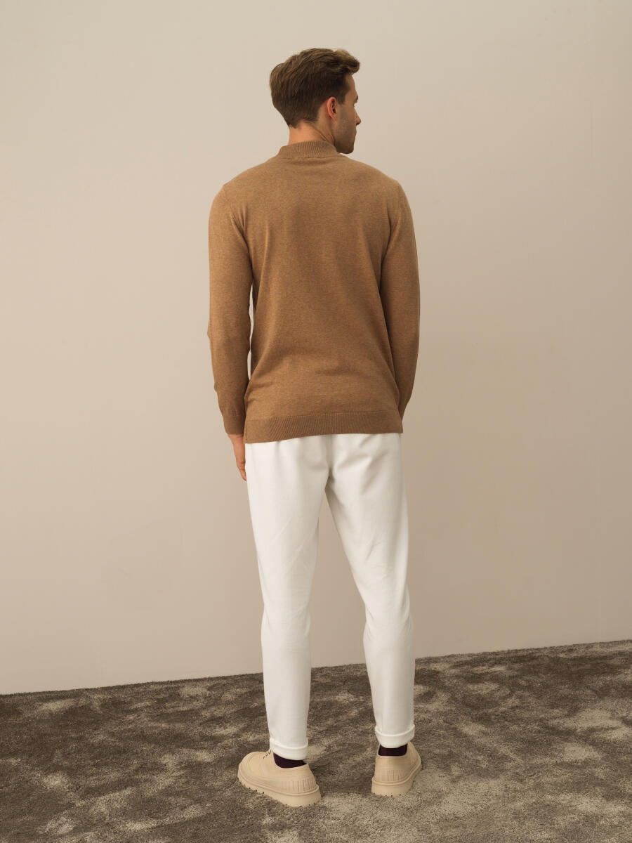 Camel Dokulu Pamuk Dokulu Regular Fit Kazak - 4