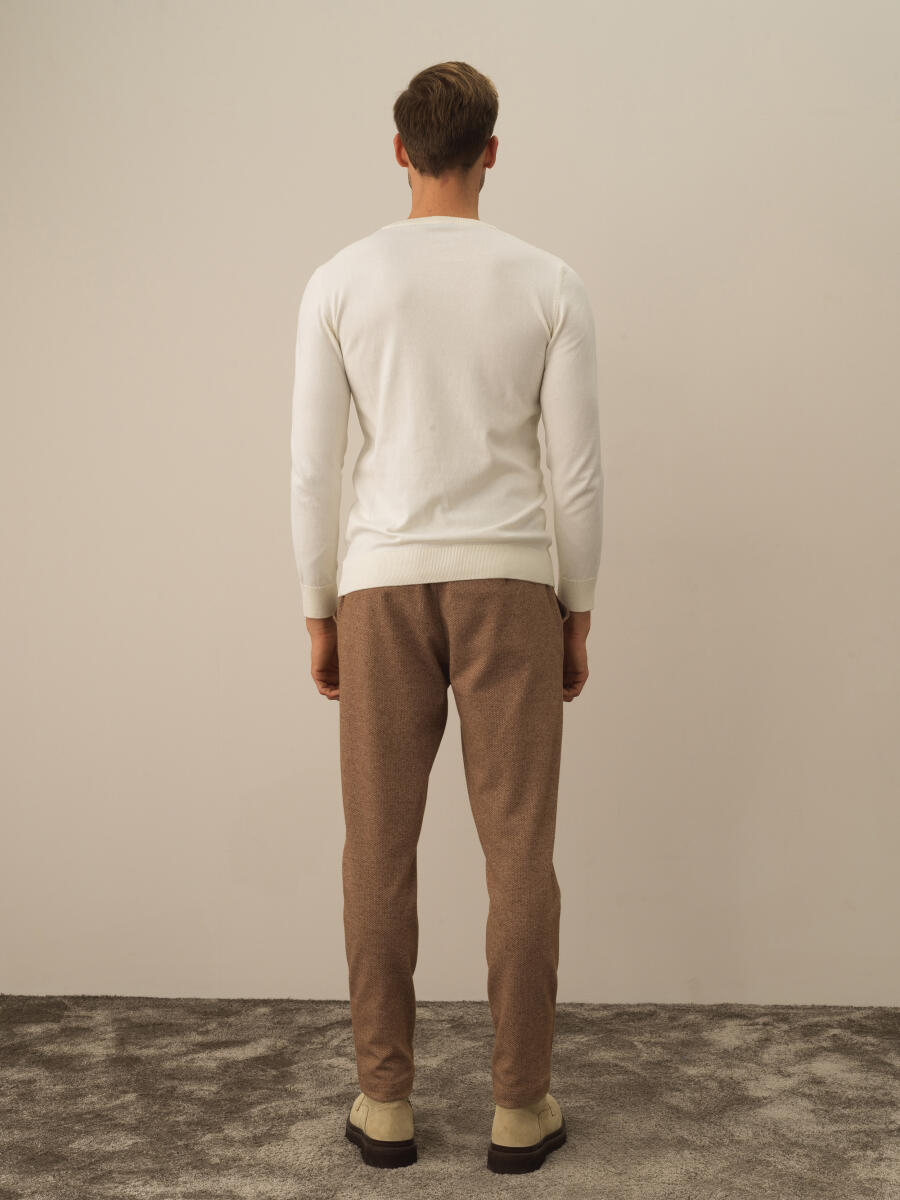 Ekru Pamuk Dokulu Regular Fit Kazak - 4