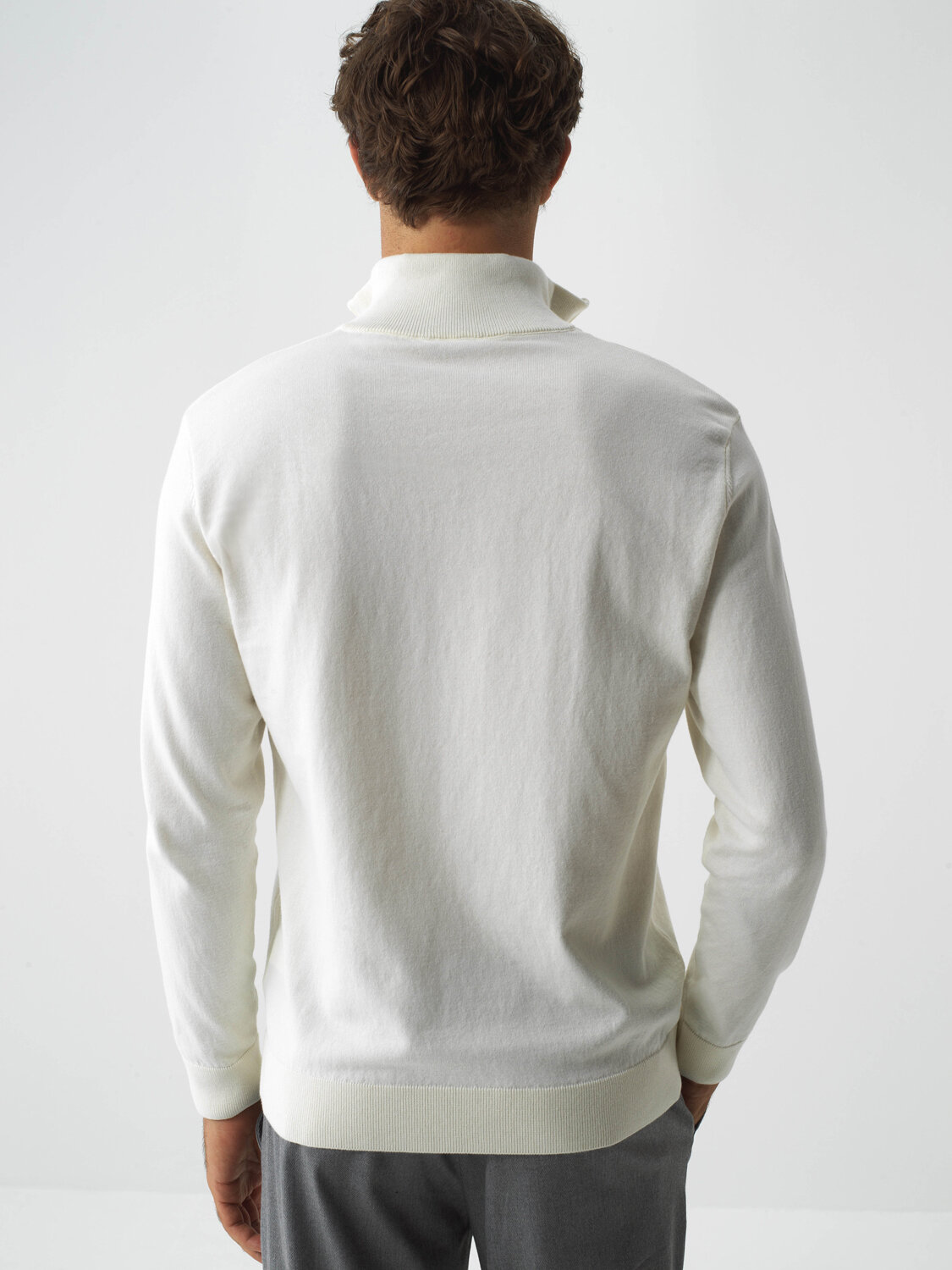 Ekru Pamuk Dokulu Regular Fit Kazak - Xint