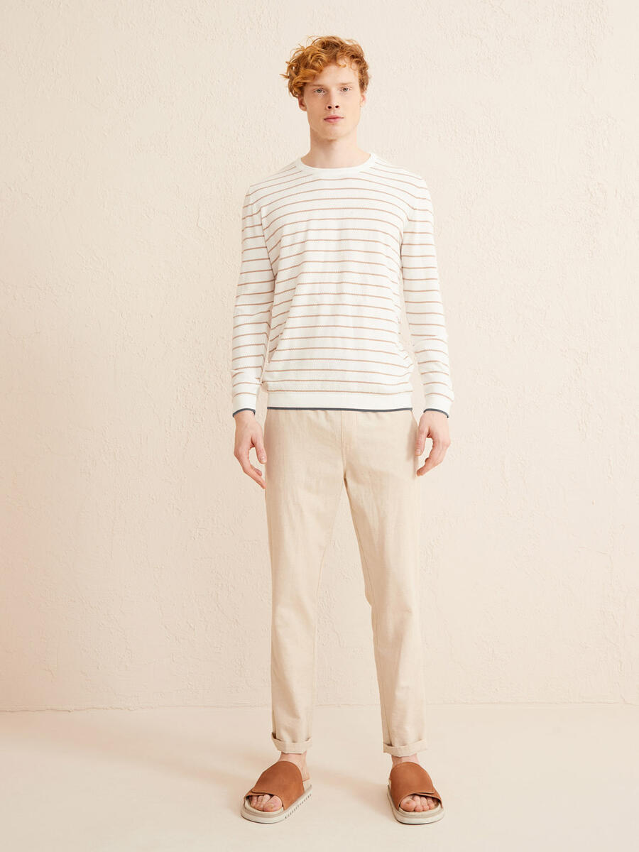 Ekru Regular Fit Pamuklu Kazak - 2