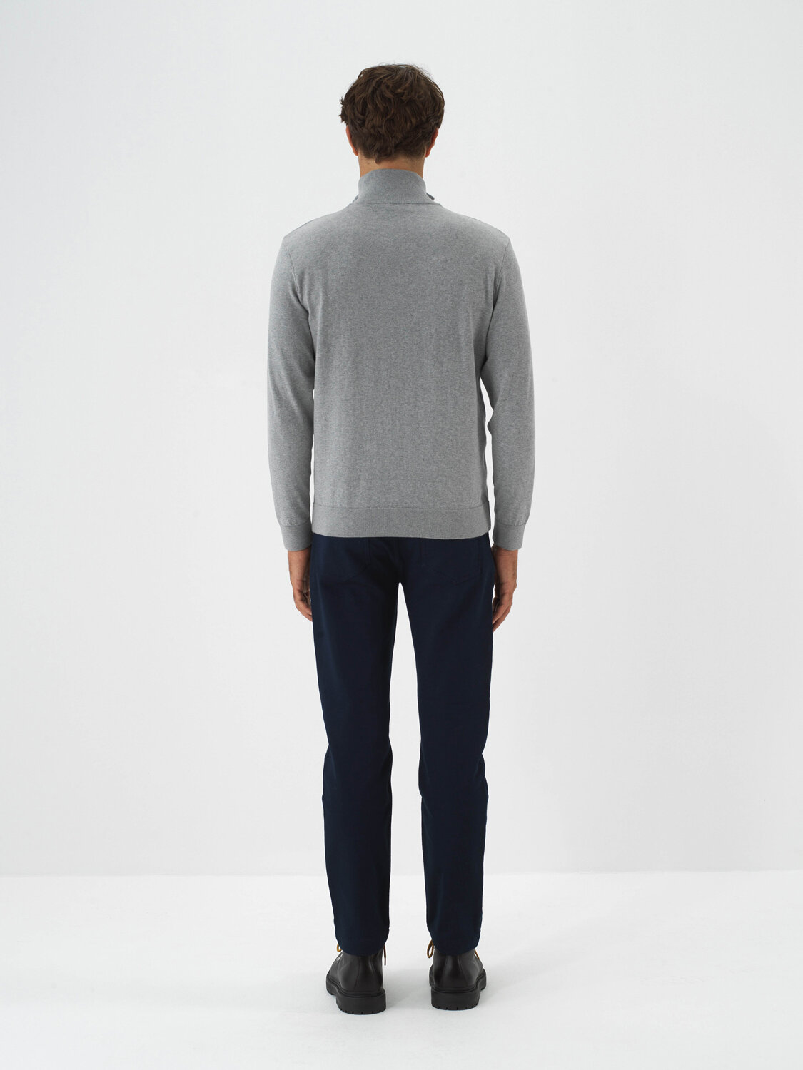 Gri Pamuk Dokulu Regular Fit Kazak - Xint