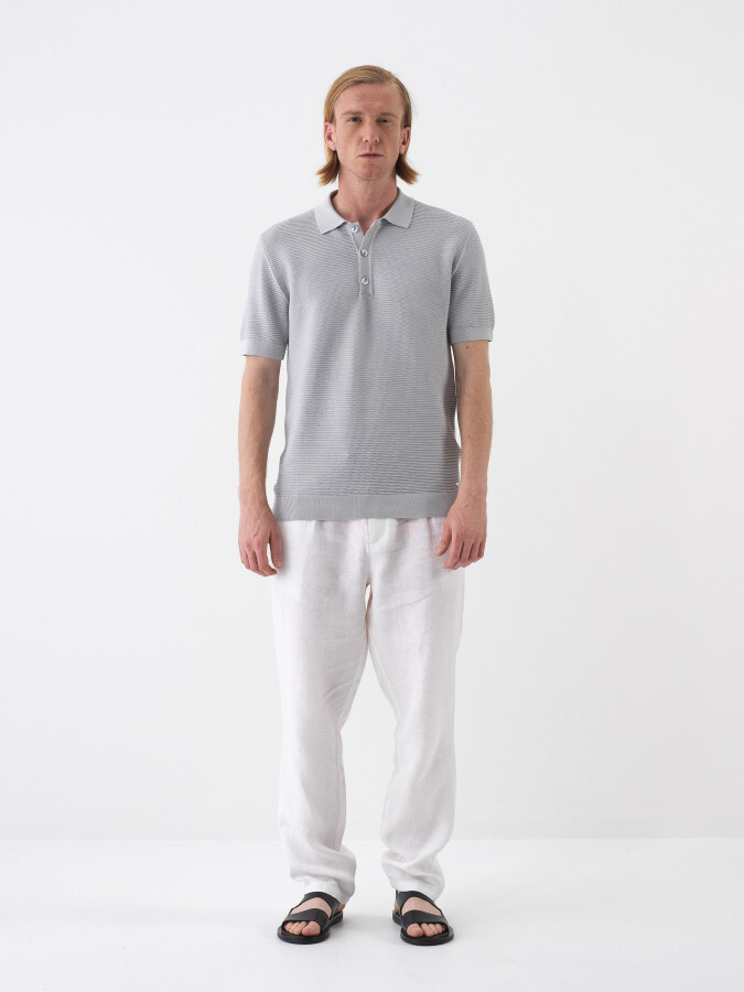 Gri Regular Fit Polo Yaka Kazak - Xint