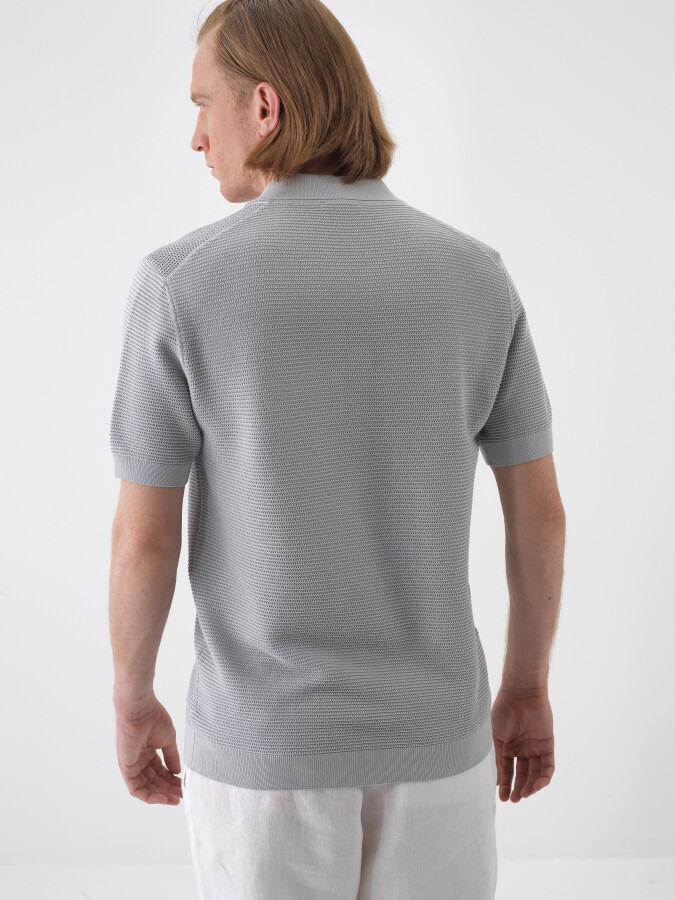 Gri Regular Fit Polo Yaka Kazak - Xint
