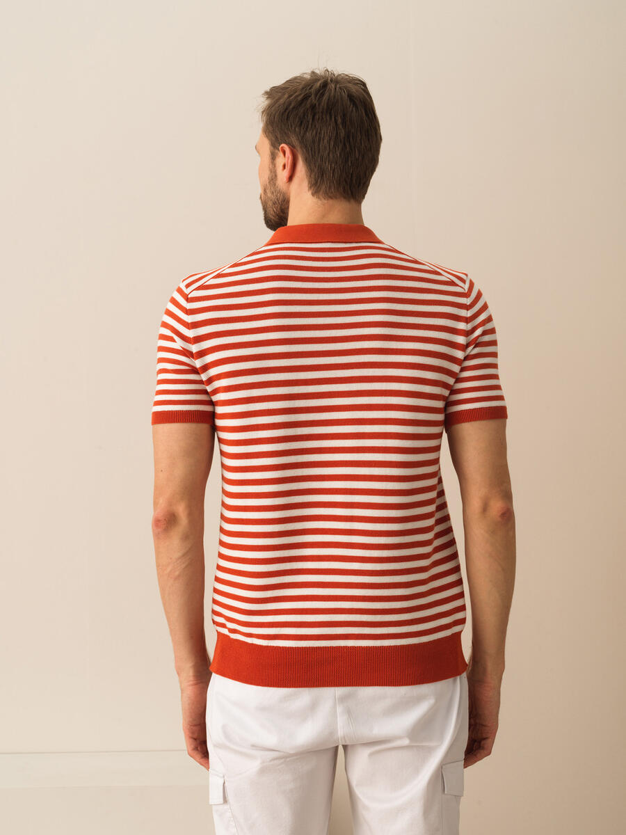 Kiremit Rengi Regular Fit Pamuklu Polo Yaka Kazak - 3