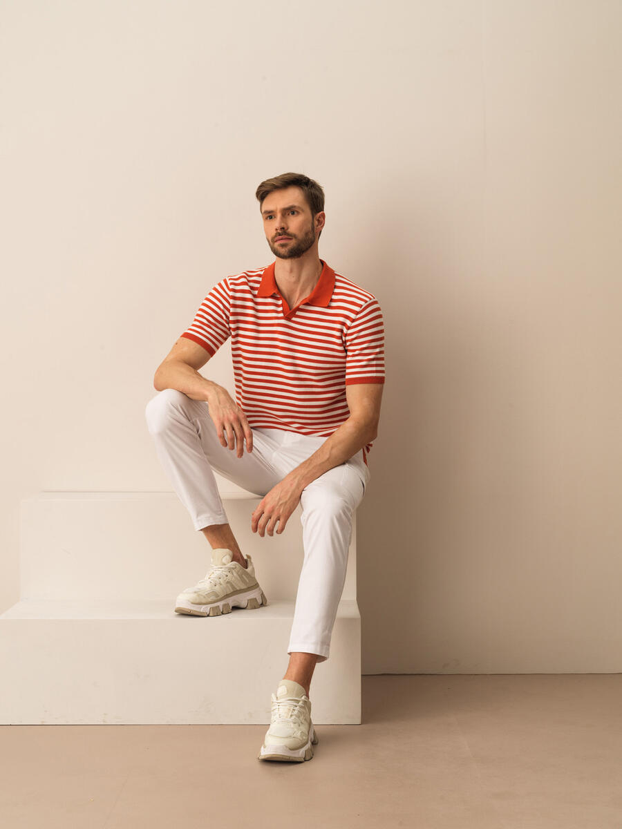 Kiremit Rengi Regular Fit Pamuklu Polo Yaka Kazak - 2