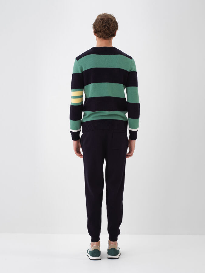 Lacivert Doğal Yün Dokulu Regular Fit Kazak - Xint