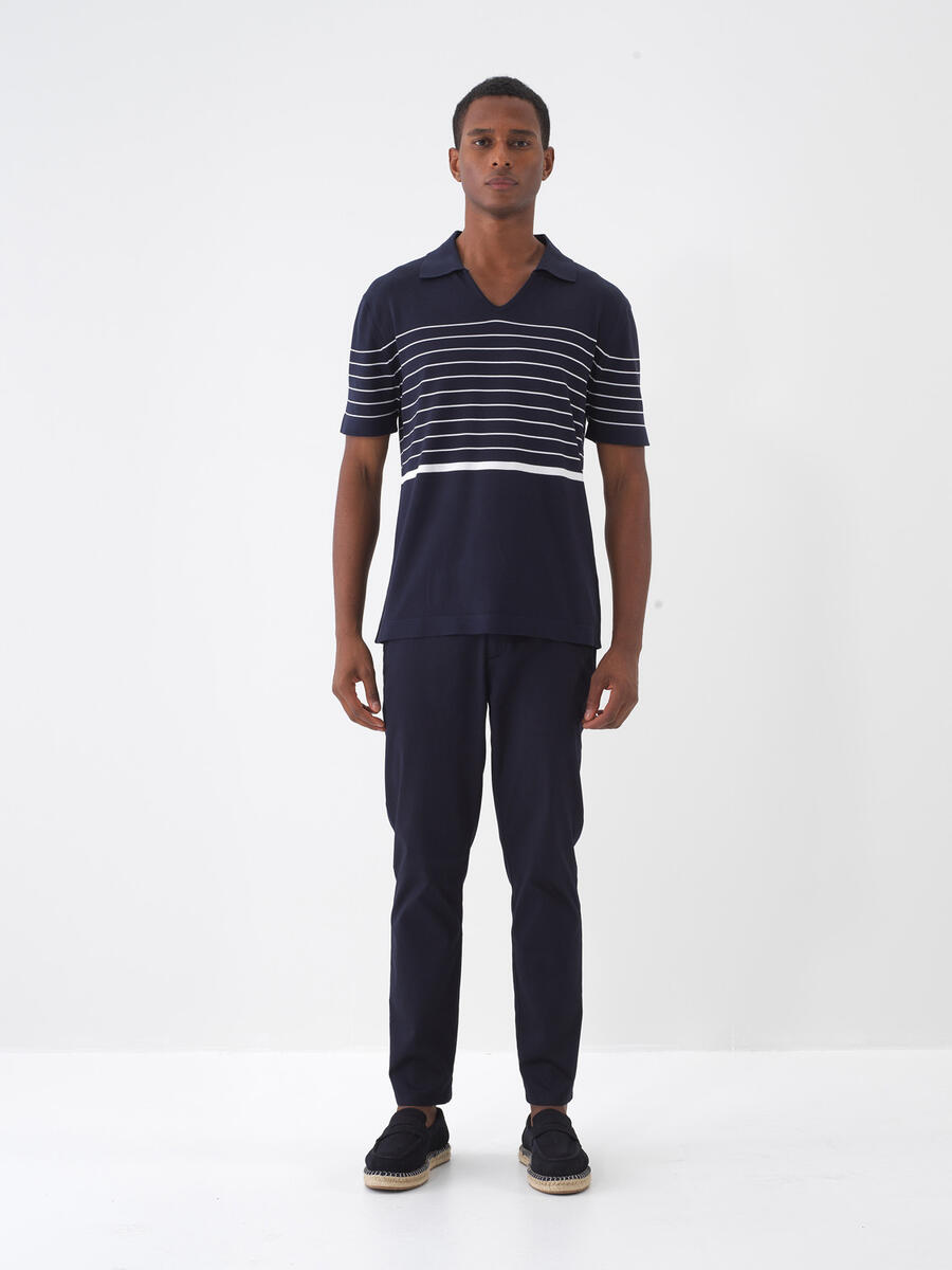 Lacivert Regular Fit Polo Yaka Kazak - 2