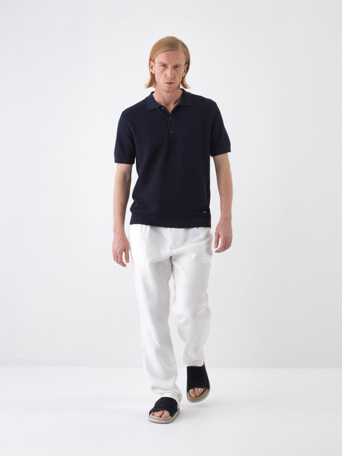 Lacivert Regular Fit Polo Yaka Kazak - Xint