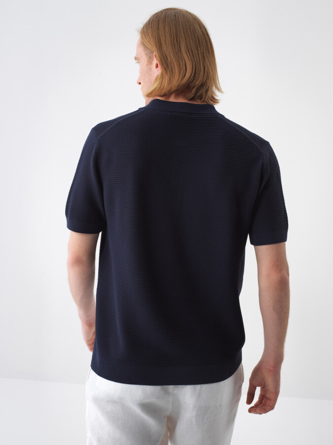 Lacivert Regular Fit Polo Yaka Kazak - Xint