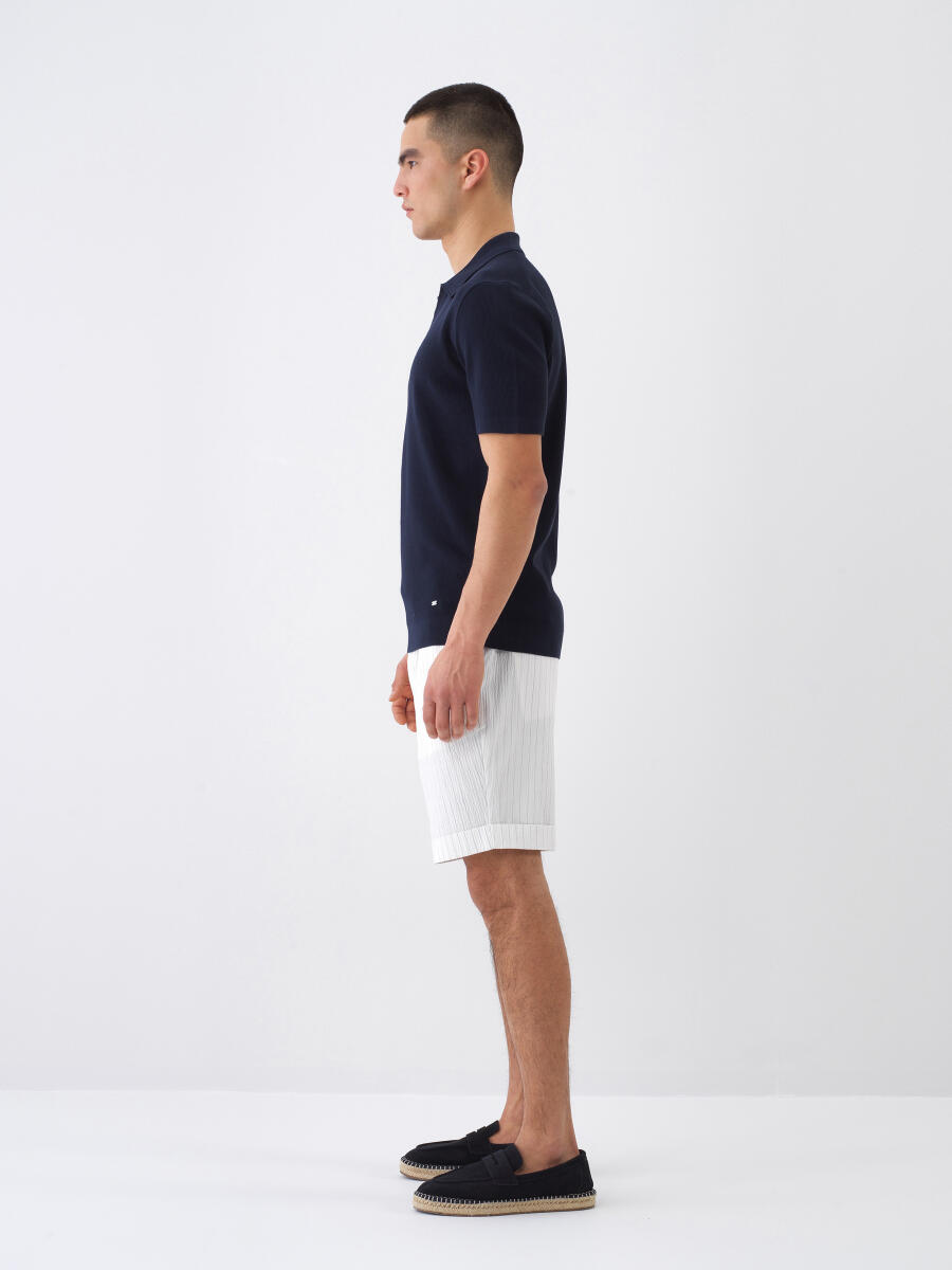 Lacivert Regular Fit Polo Yaka Basic Kazak - 3