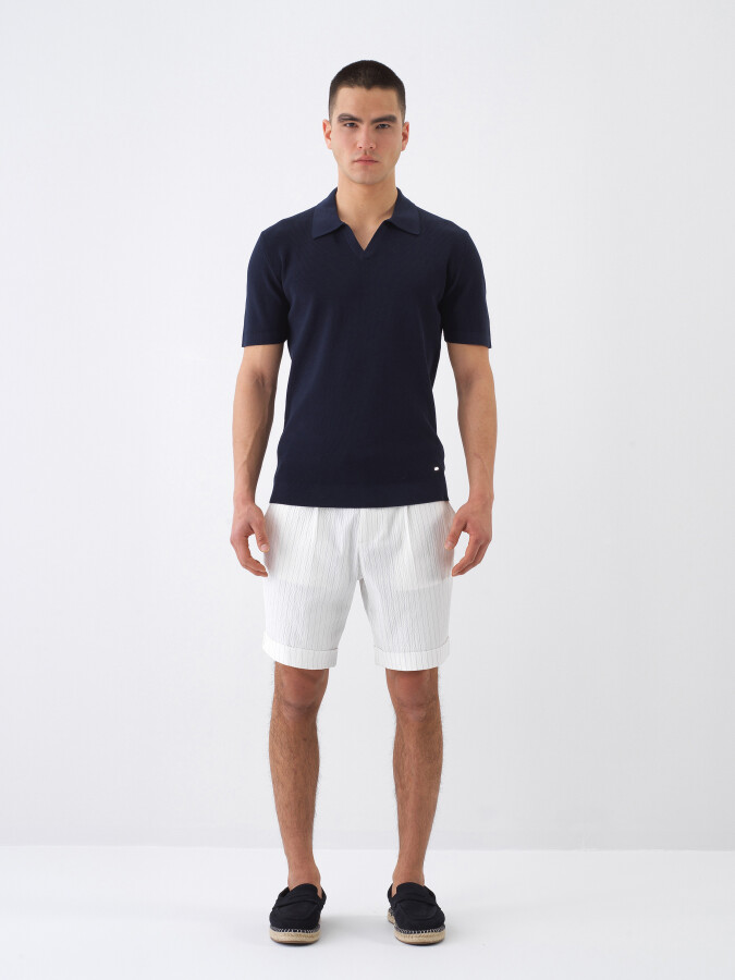 Lacivert Regular Fit Polo Yaka Basic Kazak - Xint