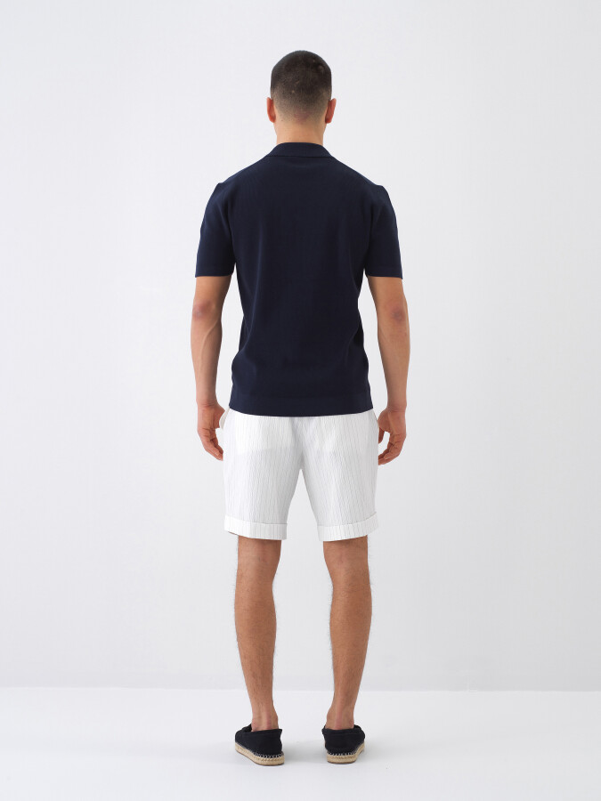 Lacivert Regular Fit Polo Yaka Basic Kazak - Xint